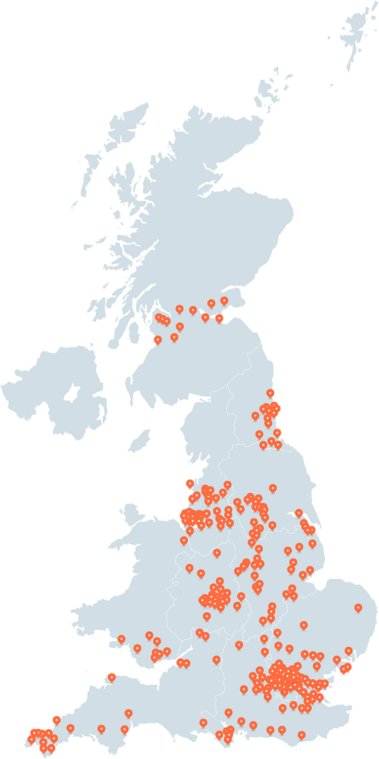 Map of Ascenti clinics