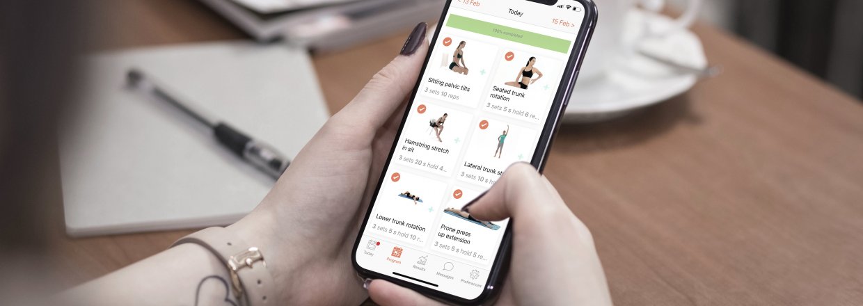 Patient accessing her tailored exercise programme on the Ascenti Physio app